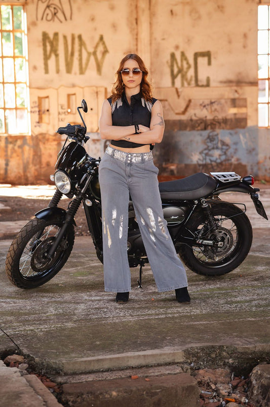 CALÇA JEANS FOIL SILVER