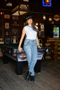 Calça Girl- Diagonal Strass
