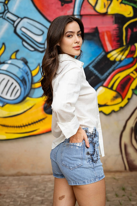 Short Jeans Foil Correntaria