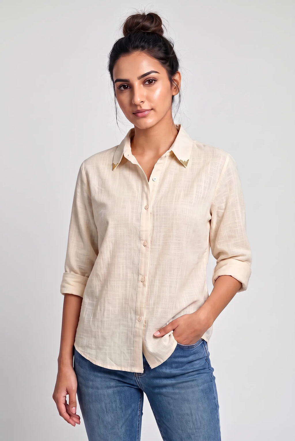 Camisa Duna com Ponteiras de Gola